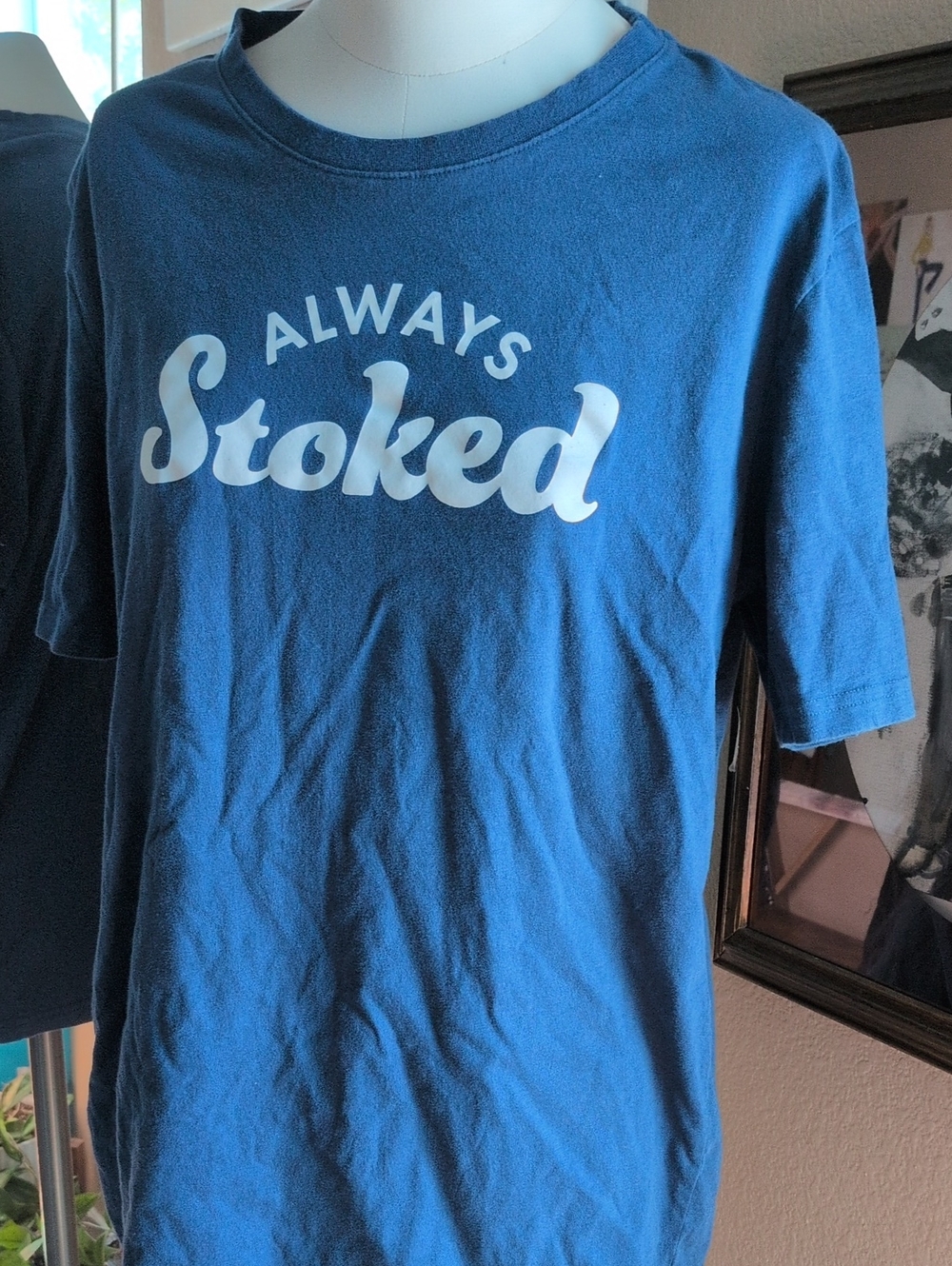 Dutch Bros "Always Stoked" Graphic Tee - Blue with White Print